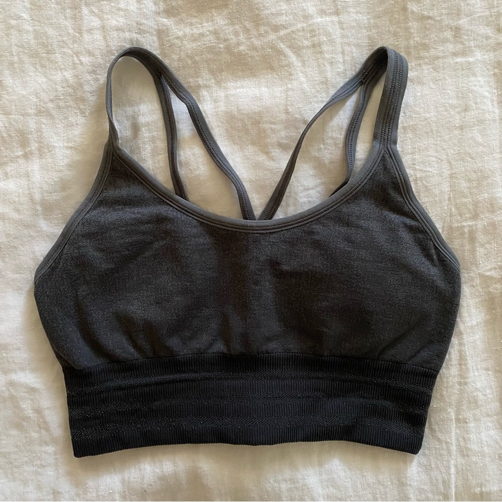 adidas Sports Bra Gray and Black Size Small